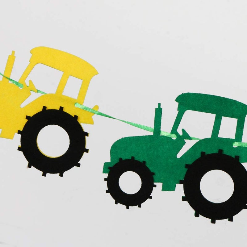 FRECI 3pcs Tractor Banner Felt Bunting Banner Garland Sign Baby Shower Boy Birthday Party Indoor Outdoor Decor - Image 2